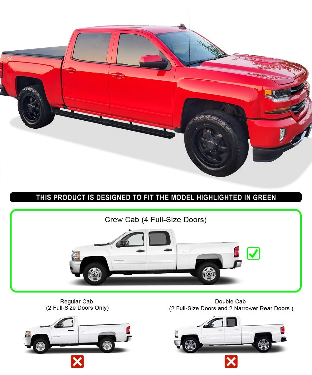 5in Wheel to Wheel Running Boards for Silverado Sierra Crew Cab (2007-2018)
