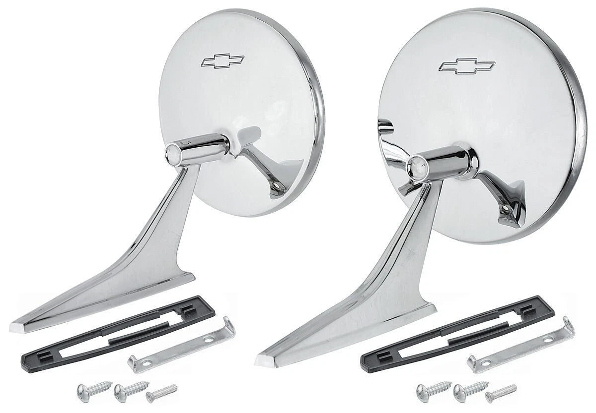 Chrome Outside Door Mirrors Left Right Replacement for 1966–1968 Chevy Chevelle & El Camino