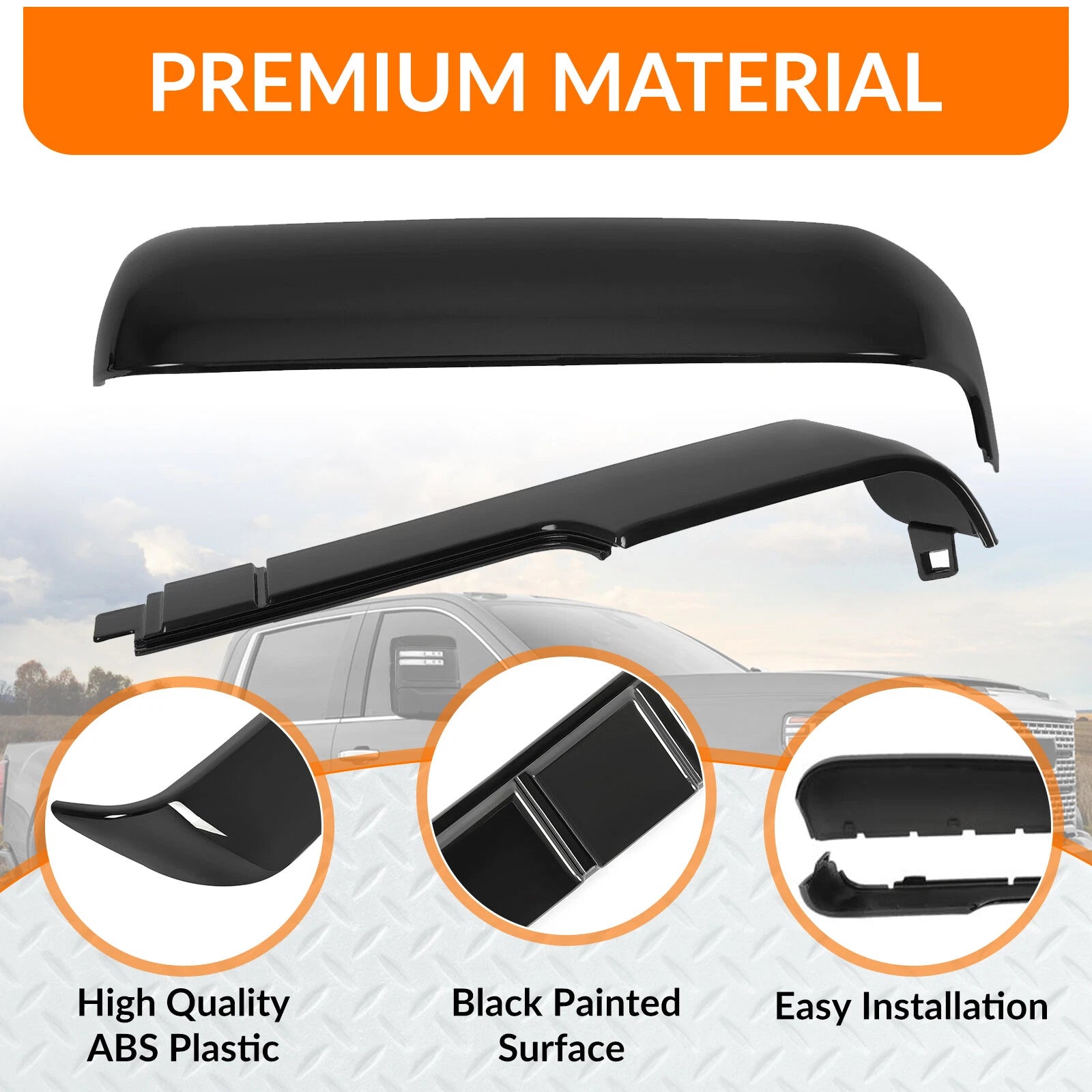 Set of 2 Top & Side Mirror Cover Caps for Chevy Silverado GMC Sierra HD (2020–2024)