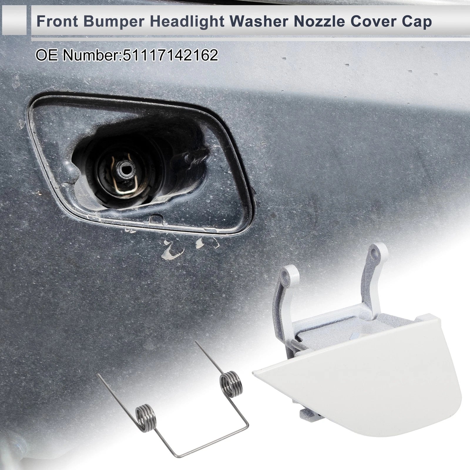Headlight Washer Nozzle Cover Cap for BMW 750i (2010–2015) - White