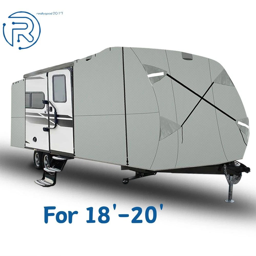 RV Cover for Travel Trailer 18'-20' (Anti-UV, Gray)