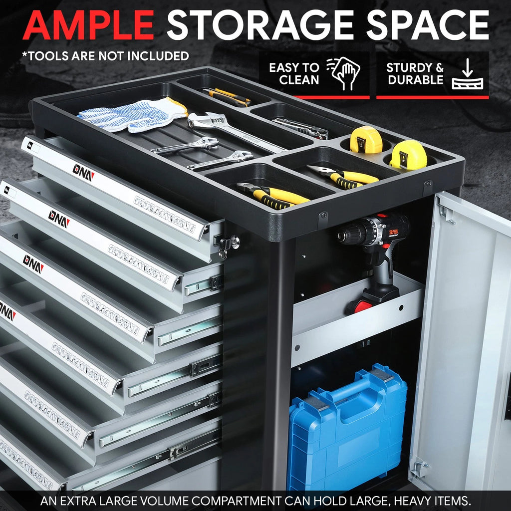 7 Drawer Portable Tool Cabinet with Locking System for Universal Use
