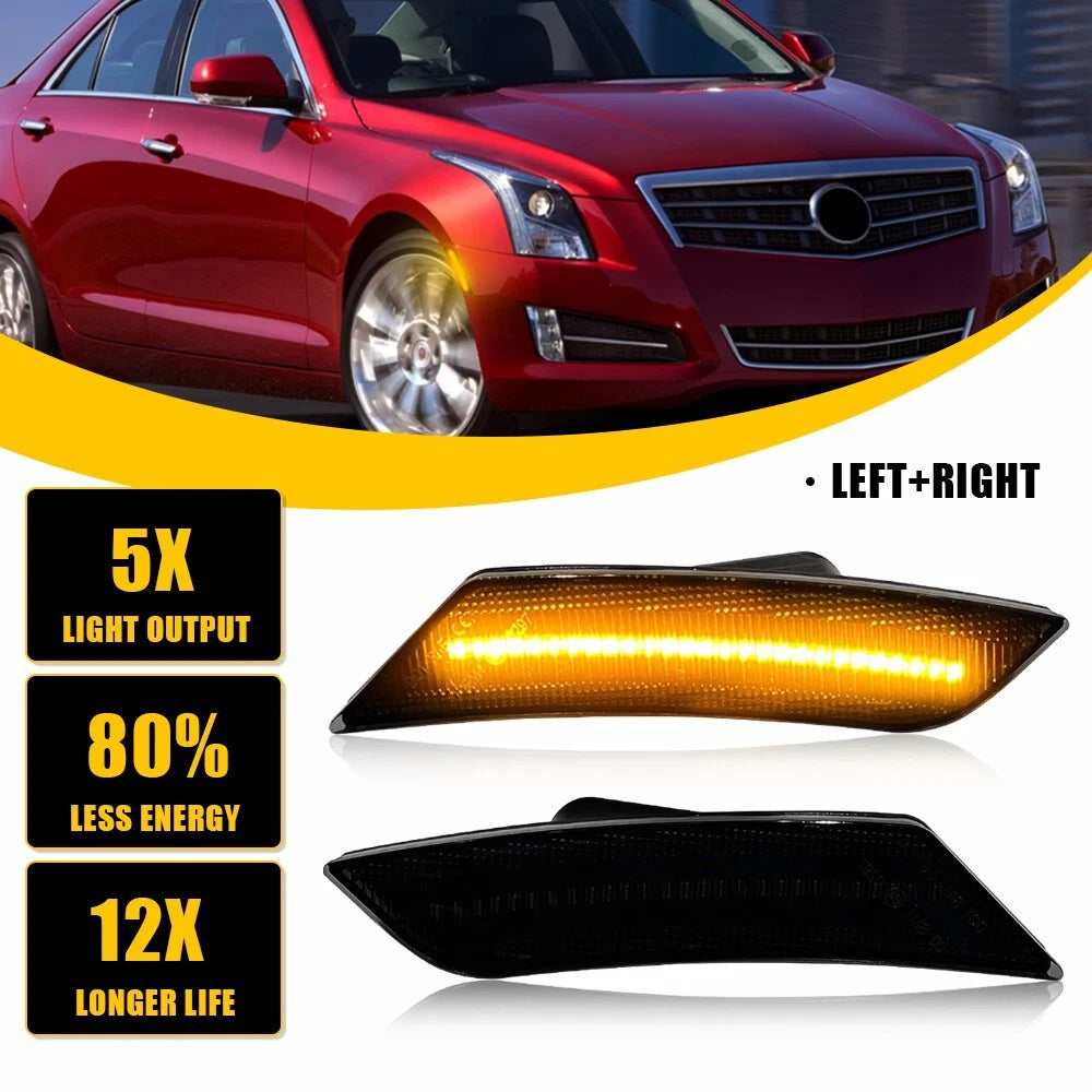 2X Amber LED Smoke Lens Side Marker Signal Light for Cadillac XT5 (2017–2024)