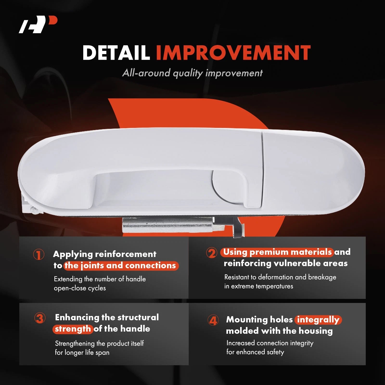 2X Rear White Exterior Door Handle for Ford Explorer Sport Trac (2007–2010)