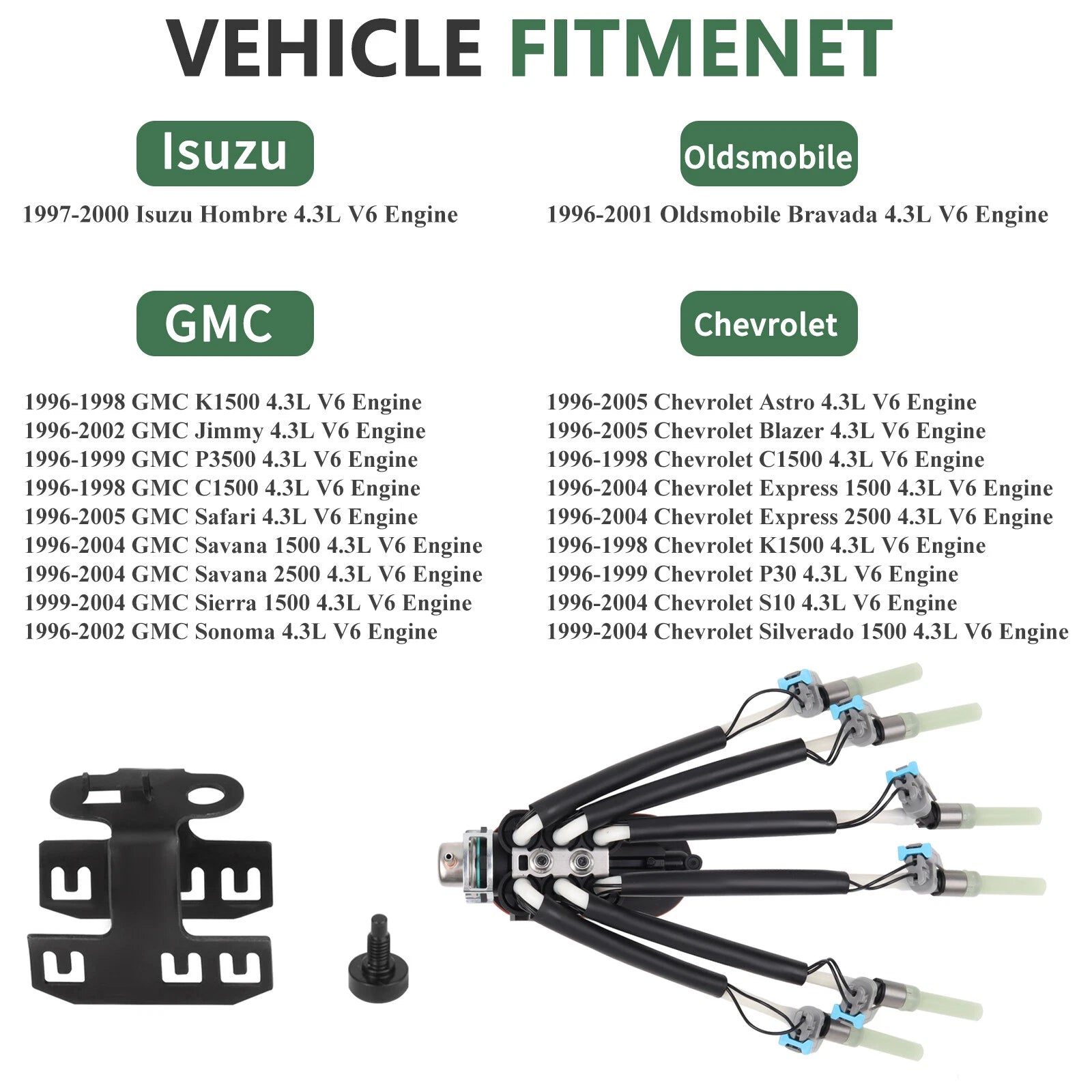 Set of 6 Spider Fuel Injectors for GMC Chevy Isuzu Oldsmobile 4.3L V6 (1996–2002)