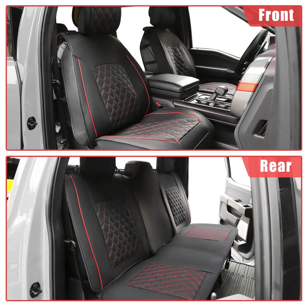 Set of 5 Front Rear Seat Covers for Toyota Tacoma (2005–2024) Black Red