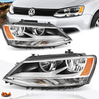 Headlight Replacement for Volkswagen Jetta MK6 (2011–2018) Chrome Housing Amber Corner