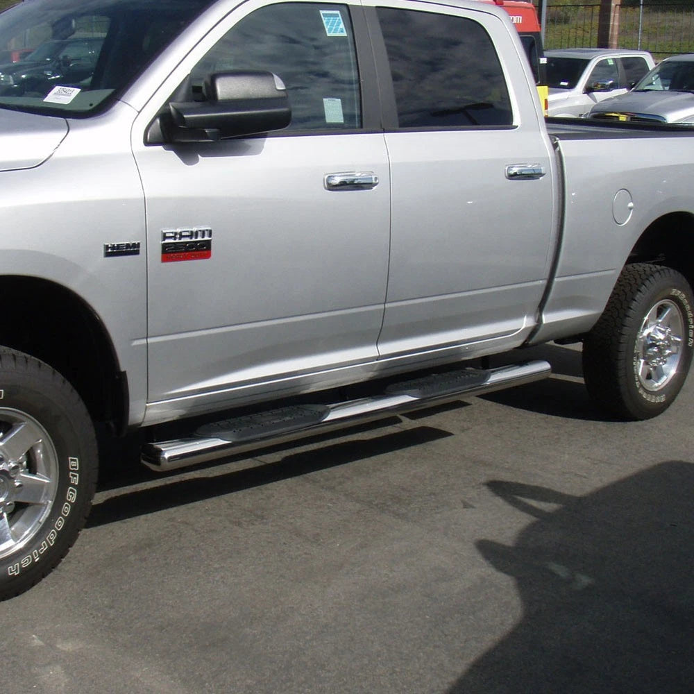 Step Nerf Bar Polished 6in Oval Straight with 2 Pads for Dodge Ram Crew Cab (2009–2019)