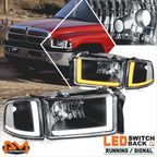 Switchback Dual L-LED DRL Headlights for Dodge Ram 1500-3500 (1994–2002)