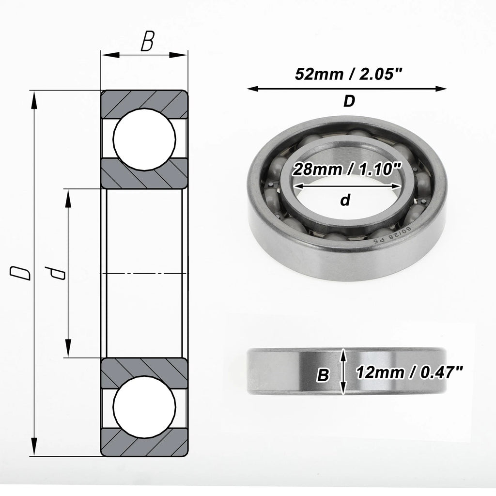 Deep Groove Ball Bearing 28x52x12mm for Scooter Skateboard (P5)