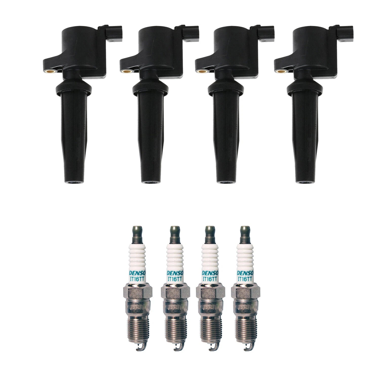 Set of 4 Ignition Coils & 4 Iridium TT Spark Plugs for Ford Focus (2000–2007)