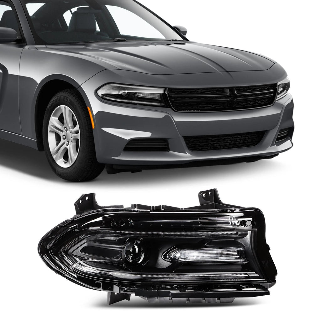 Right Passenger Side Black Halogen Headlight for Dodge Charger (2015–2023)