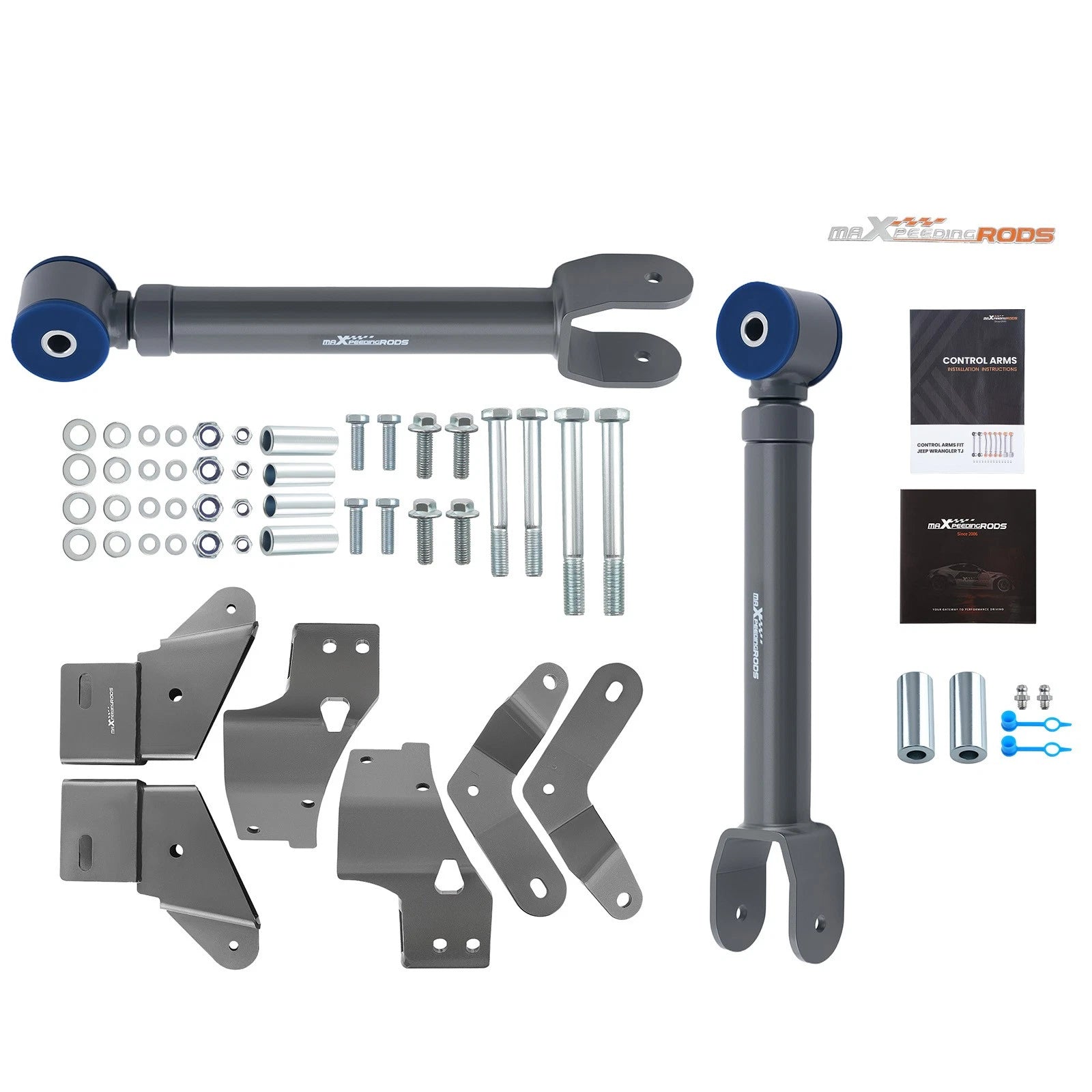 Front Upper Adjustable Control Arms + Brackets for Jeep Cherokee XJ (1997–2001)