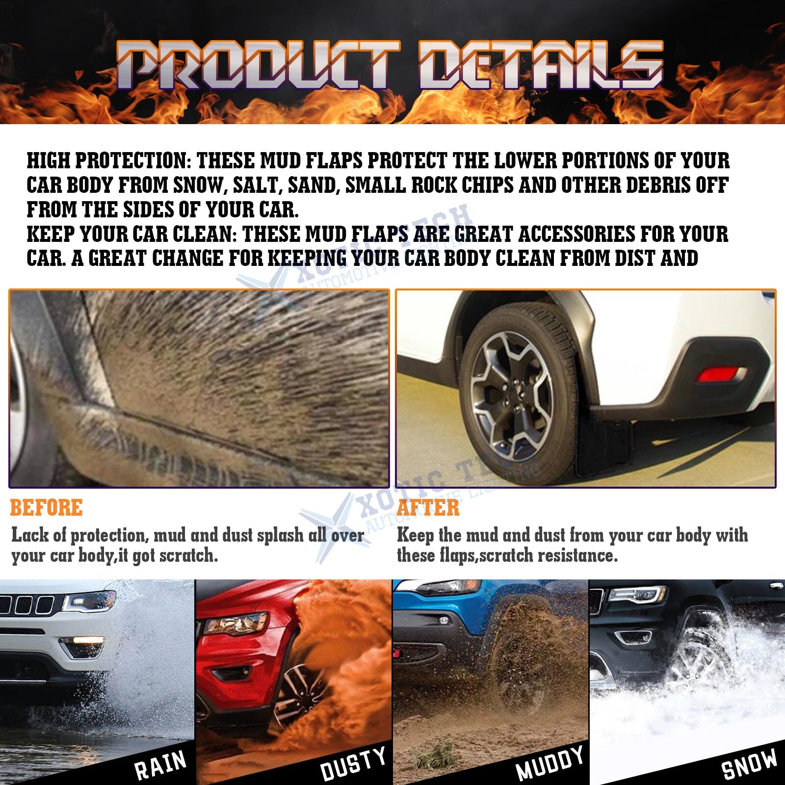 Black Splash Mud Flaps for Dodge Charger Challenger (2015-2023)