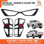 Matte Black Headlight Taillight Cover Trim for Isuzu D-Max 20-23