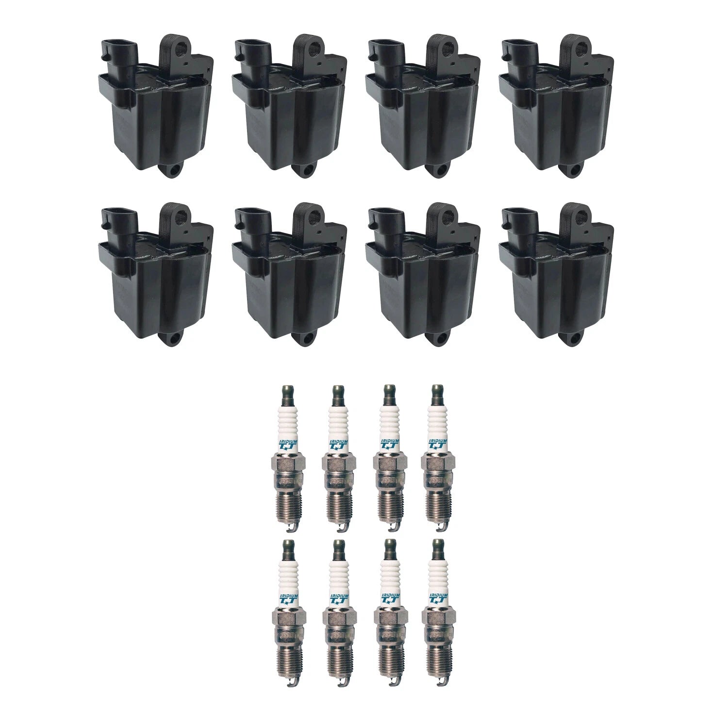 Set of 8 Ignition Coils & Denso Iridium Spark Plugs for Escalade ESV EXT (2002–2020)