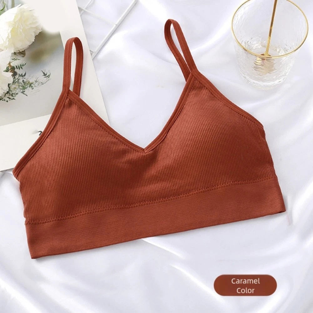 Womens Vest Style Bra High Elasticity Breathable Halter Top Without Underwire