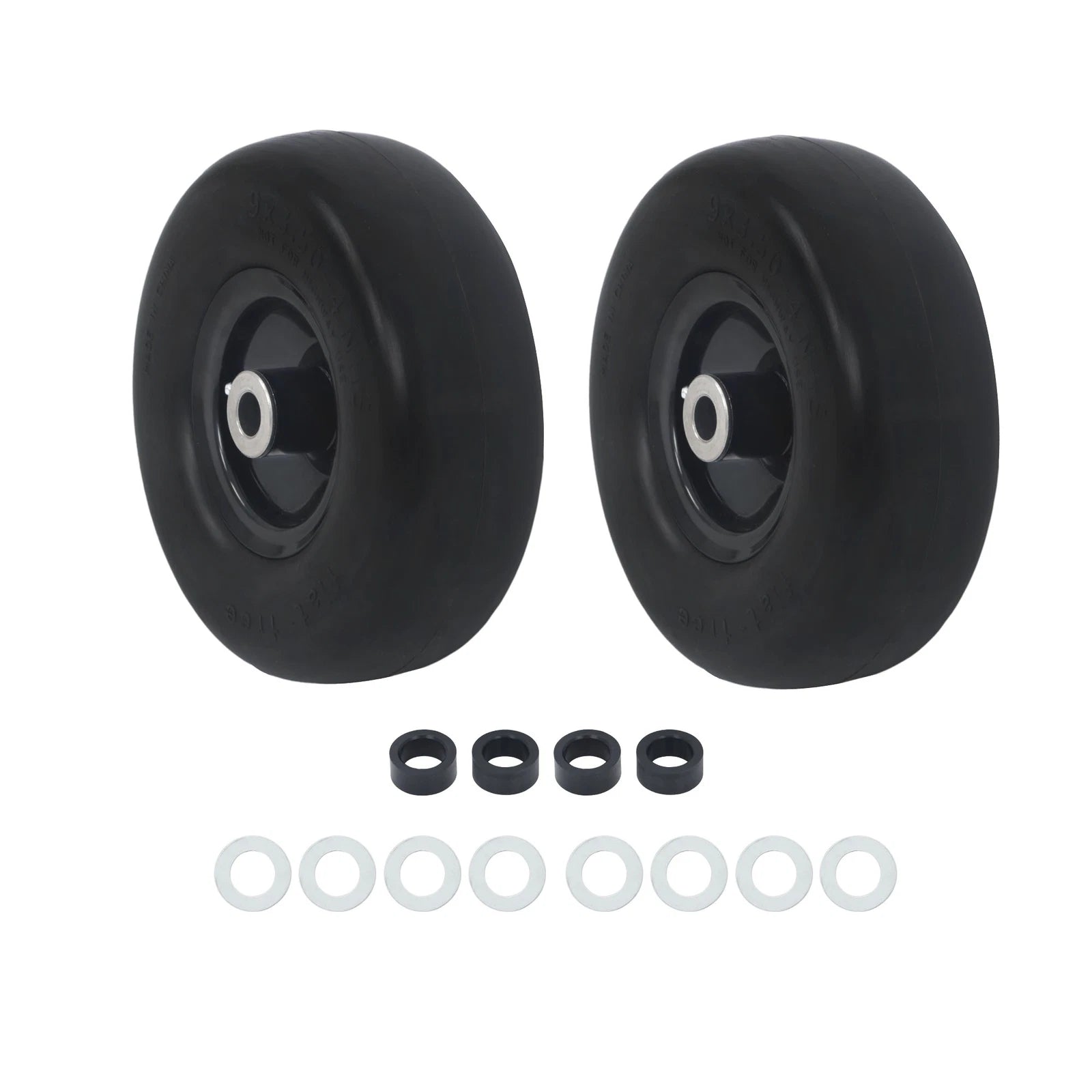 2-Pack Flat Free Tire and Wheel Assembly for Lawnmower