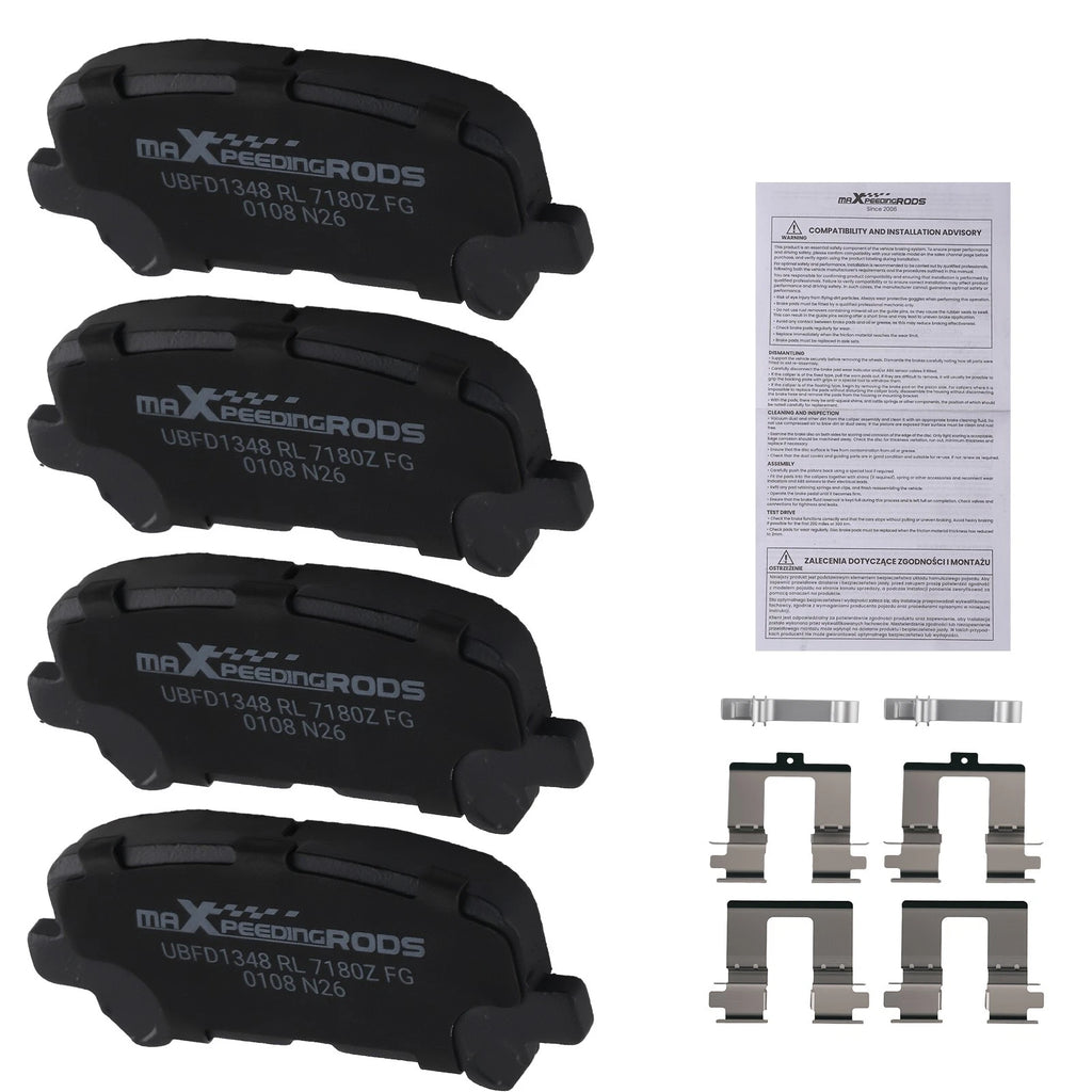 Set of 4 Rear Ceramic Brake Pads for Acura MDX (2007–2013), ZDX (2010–2013), Honda Pilot (2009–2015)