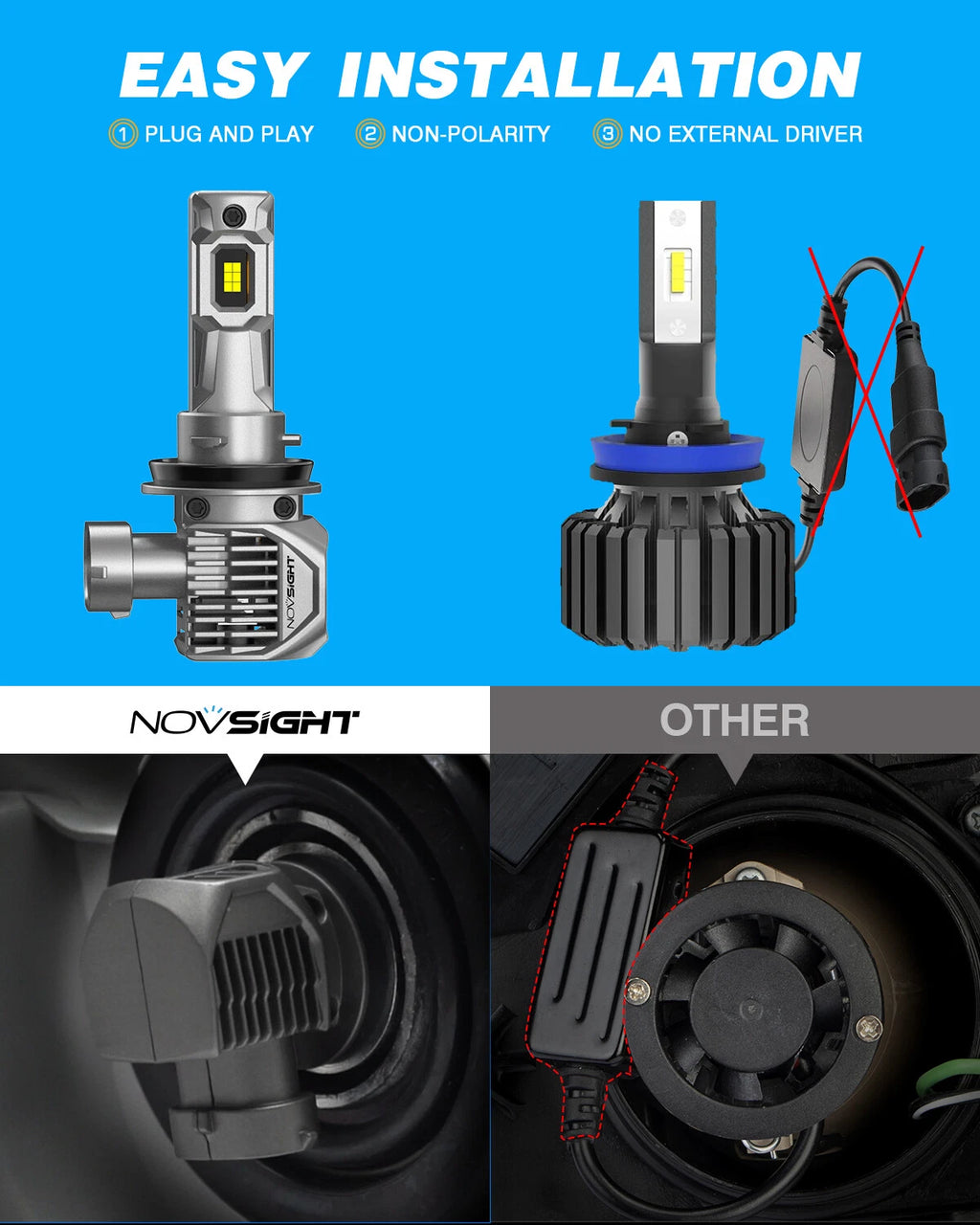 2X H11 LED Headlight Bulbs Conversion Kit 100W 6500K for
