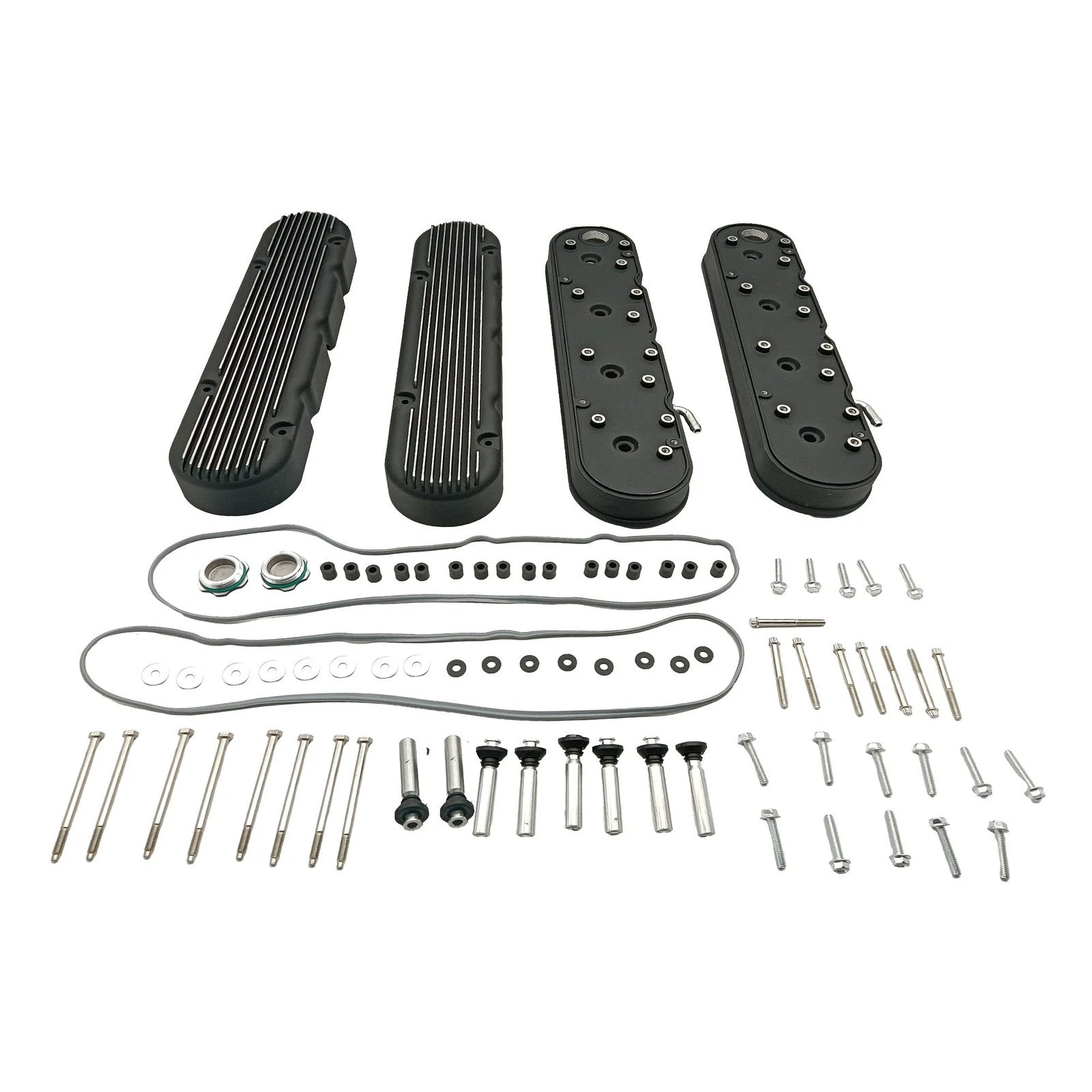 2X Valve Covers for Chevy LS (Finned Black Aluminum)