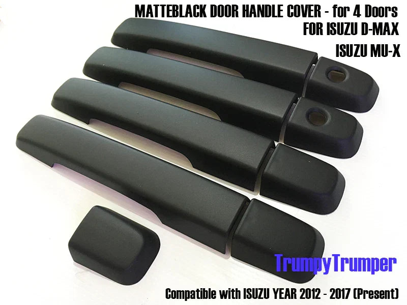 Matte Black 4 Door Handle Cover Trim for Isuzu D-Max MU-X (2012-2019)