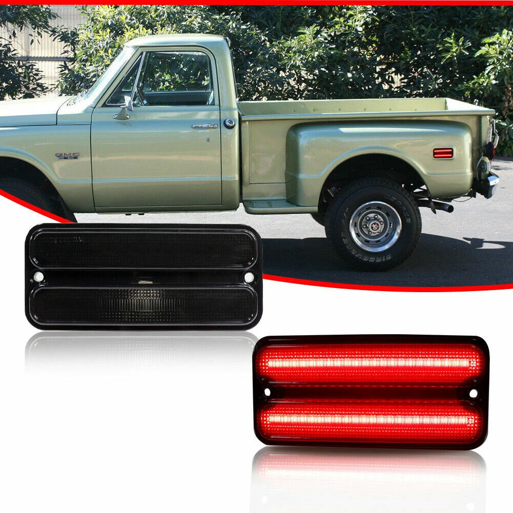 2X Smoke Lens Red LED Rear Side Marker Lights for Chevy GMC Truck (1968–1972)