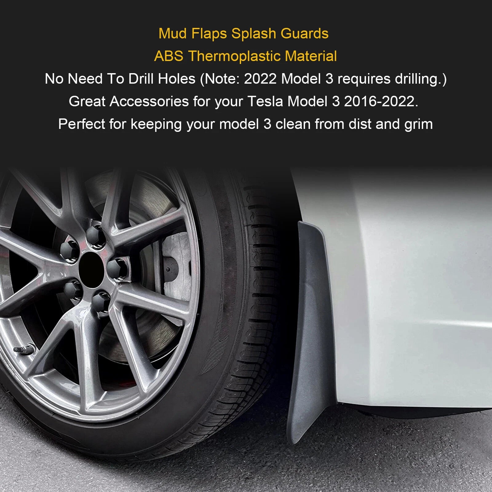 Set of 4 Mud Flaps for Tesla Model 3 (2016-2022)