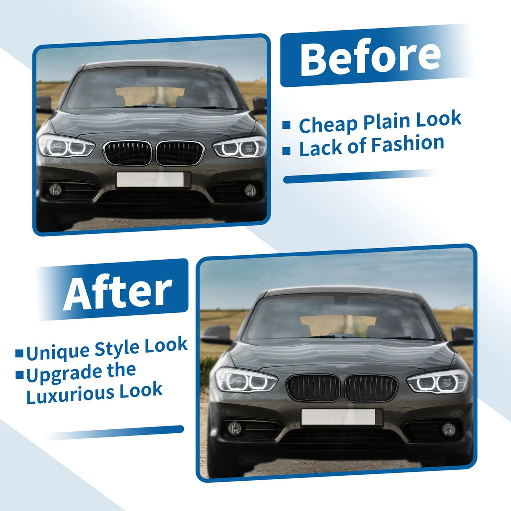 Pair Front Upper Bumper Grille for BMW 1 Series F20 (2015–2018) Matte Black