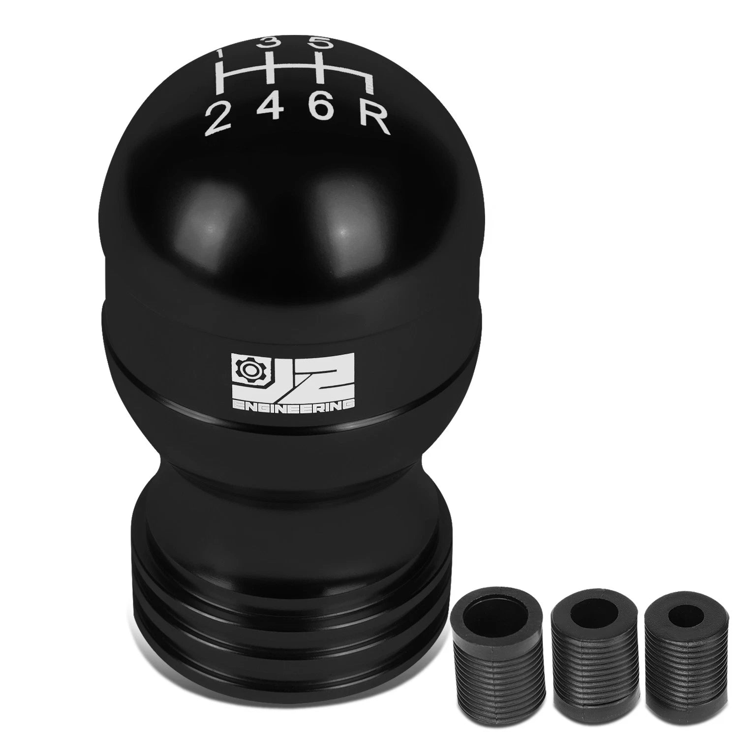 Shift Knob for Universal Vehicles - Black Teardrop Shape with Thread Adapters