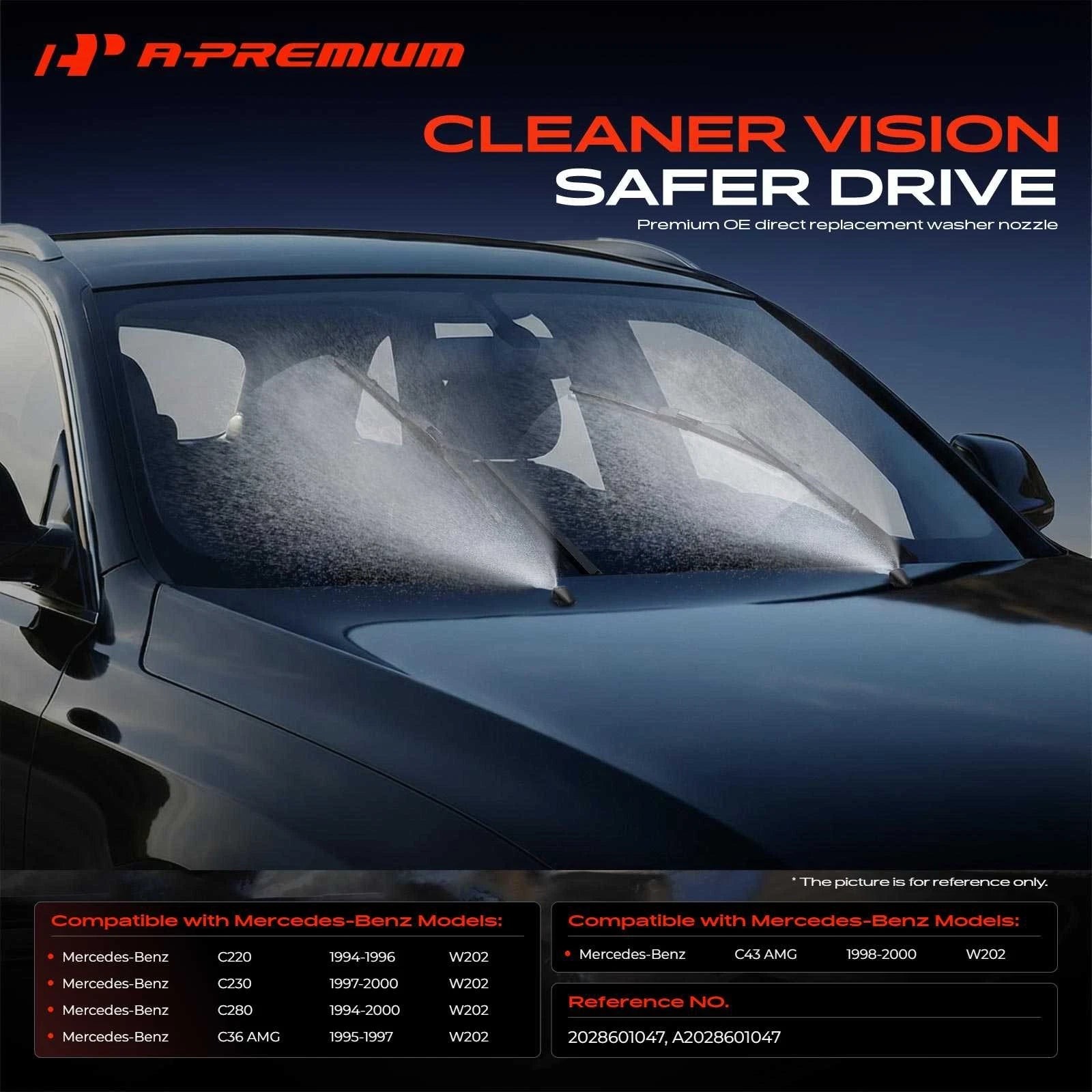Heated Front Right Windshield Washer Nozzle for Mercedes-Benz