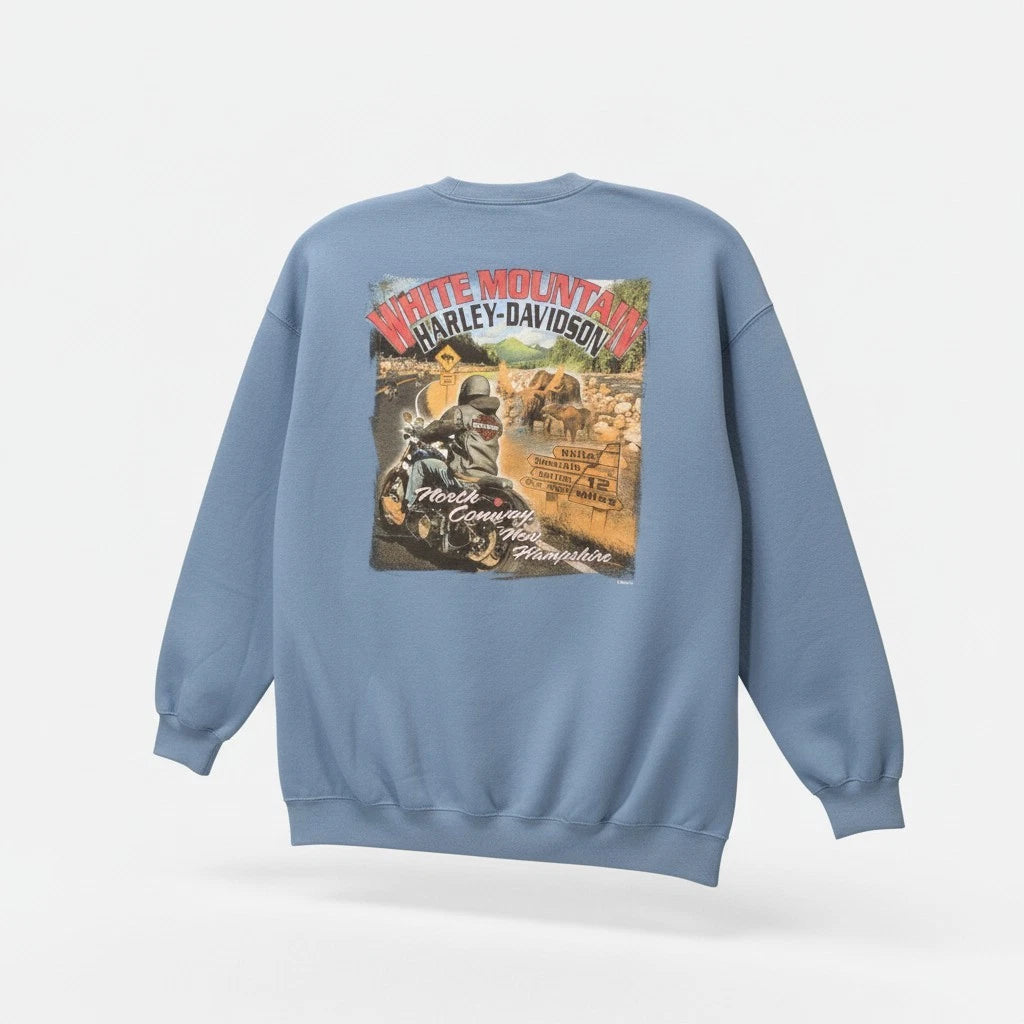 Harley Davidson White Mountain Pullover Sweatshirt for Men (Blue)
