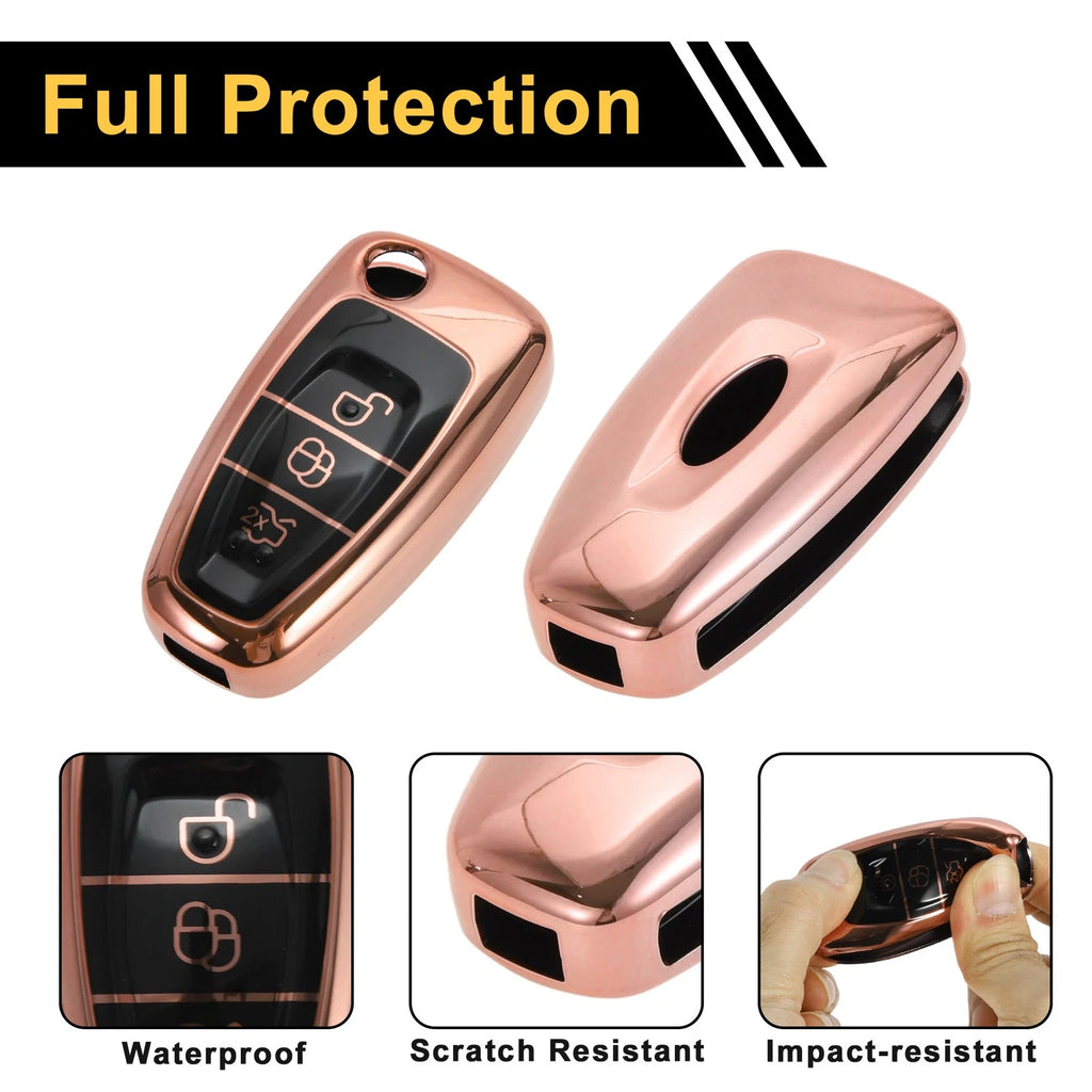 Rose Gold TPU Silicone Key Case for Ford Mondeo (2000–2007)