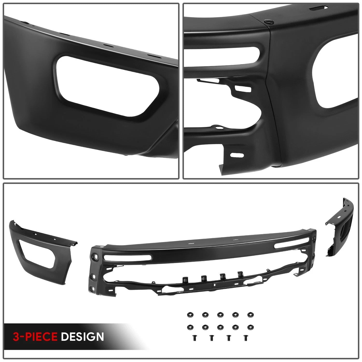 Front Bumper for Ford Ranger (2019–2024) w/Fog Lights, Primered Black