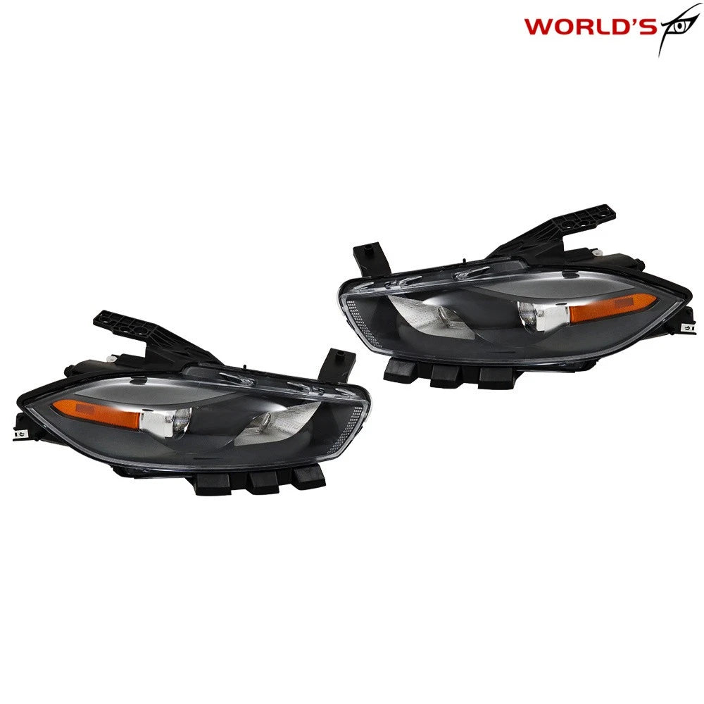 Set of 2 Headlights for Dodge Dart (2013–2016) Halogen Projector Black Housing
