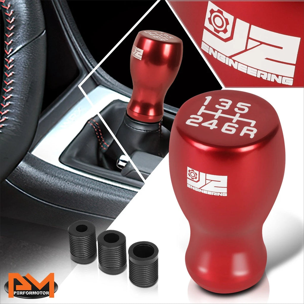 J2 Flat Top Teardrop Aluminum Shift Knob for Universal Vehicles (6-Speed)