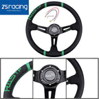 14" Deep Dish Drifting Sport Steering Wheel for Universal Fit (Racing Green)