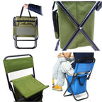 Multi-use Backrest Chair Stool with Cooler Bag for Hiking Fishing Camping