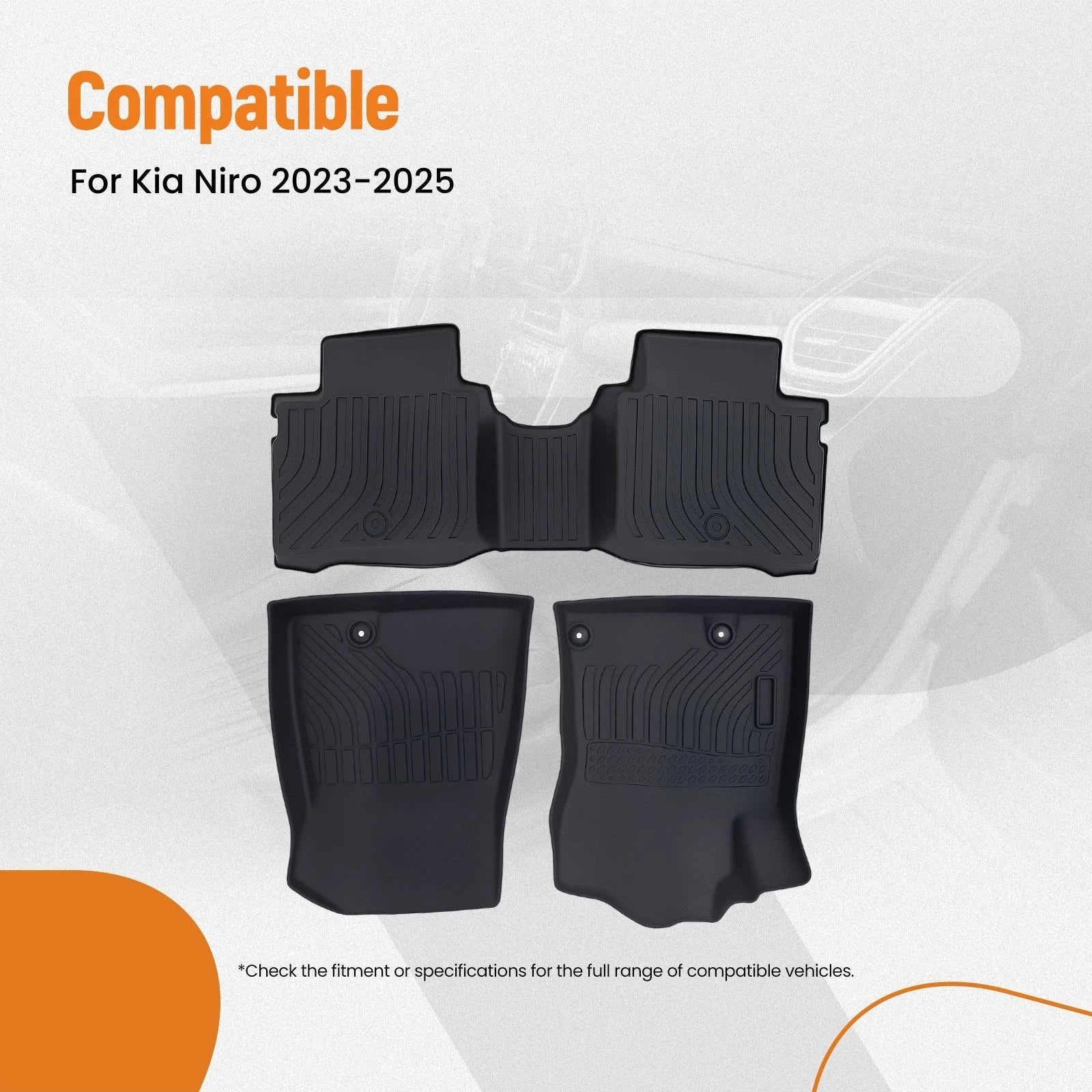 All-Weather TPE Floor Mats for Kia Niro (2023–2024) Black Waterproof