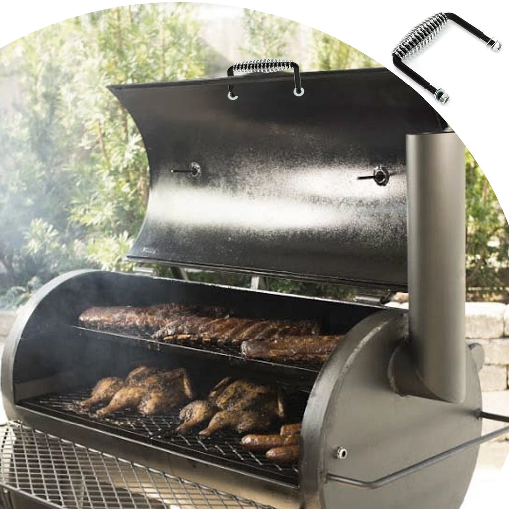 6" BBQ Smoker Spring Handle with Mounting Bracket for Grill Wood Stove