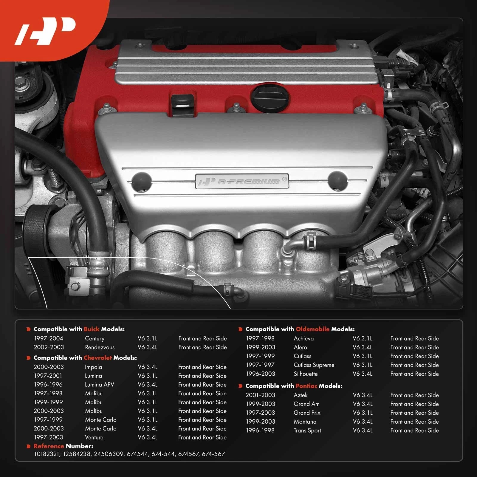 Front & Rear Exhaust Manifold for Chevy Malibu Buick Olds (1997–2003)