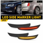 4X Smoke Lens Amber Red LED Front Side Marker Lights for Chrysler 300 (2015–2023)