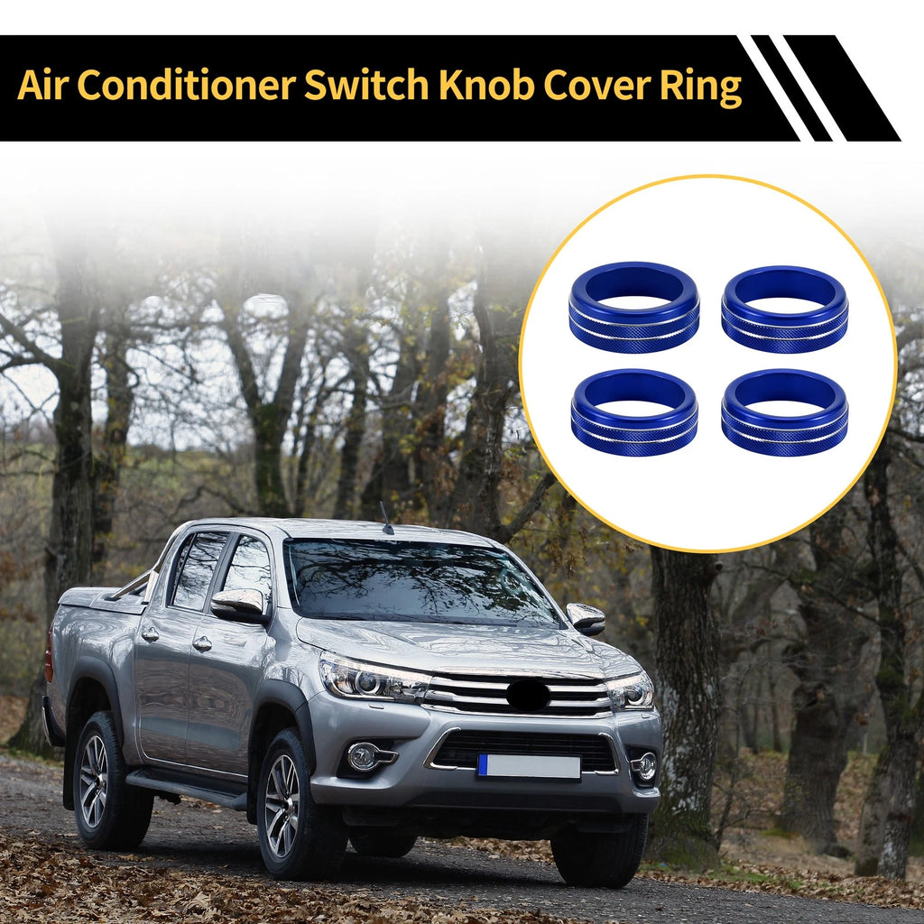 Set of 4 Air Conditioner Heater Switch Knob Cover Rings for Toyota Tacoma (2020–2023) Blue