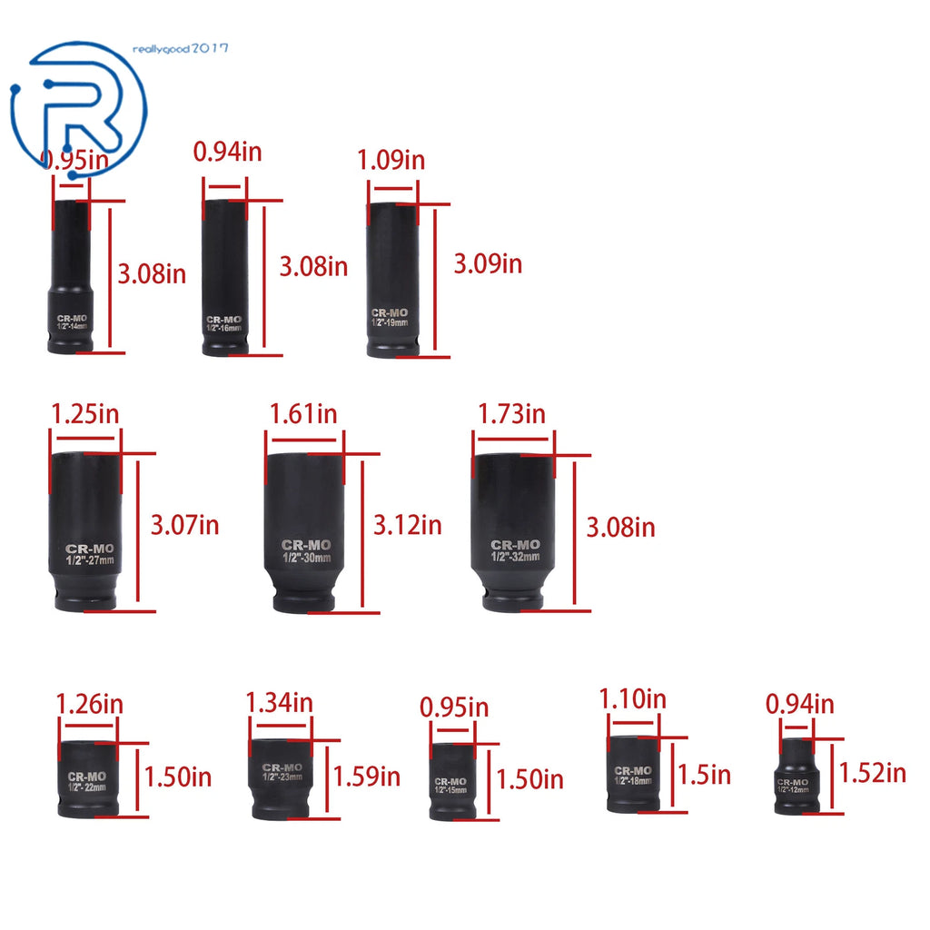 Set of 35 Deep Impact Sockets for Metric Vehicles (8-32mm)