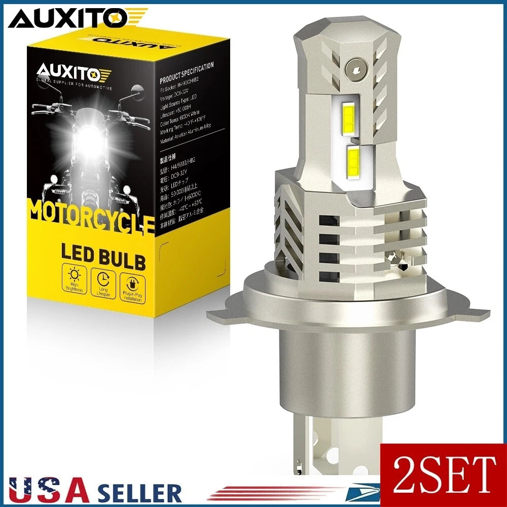2X H4 9003 LED Headlight Bulbs for Motorcycle (Year Range Not Specified)