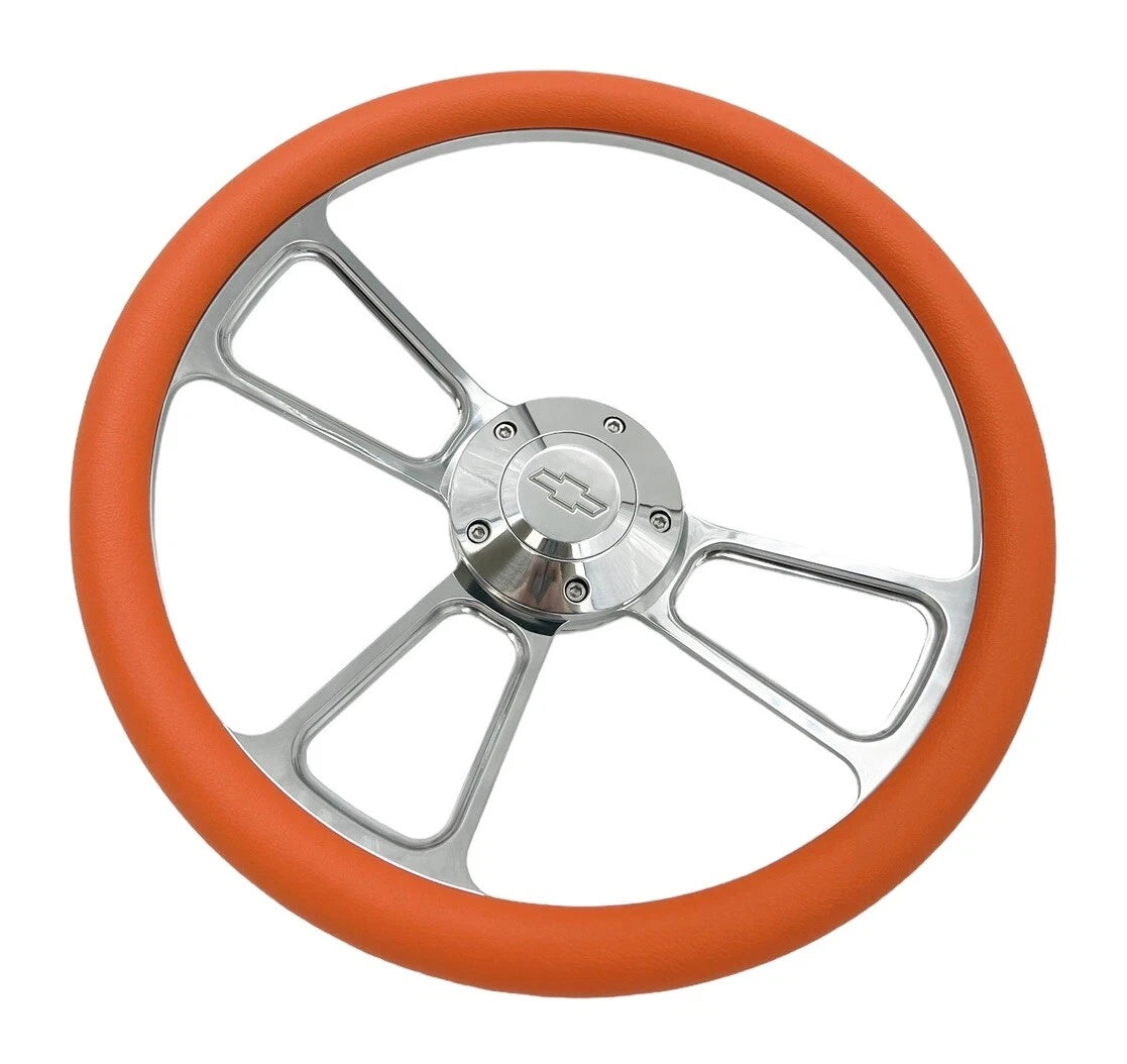 Billet Steering Wheel with Orange Wrap and Chevy Bowtie for Camaro (2010–2015)
