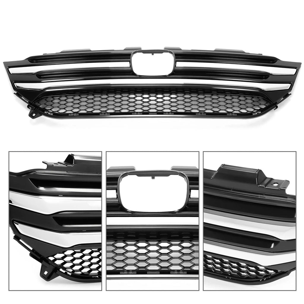Front Bumper Upper Grille for Honda Pilot (2016–2018) W/Chrome Trim