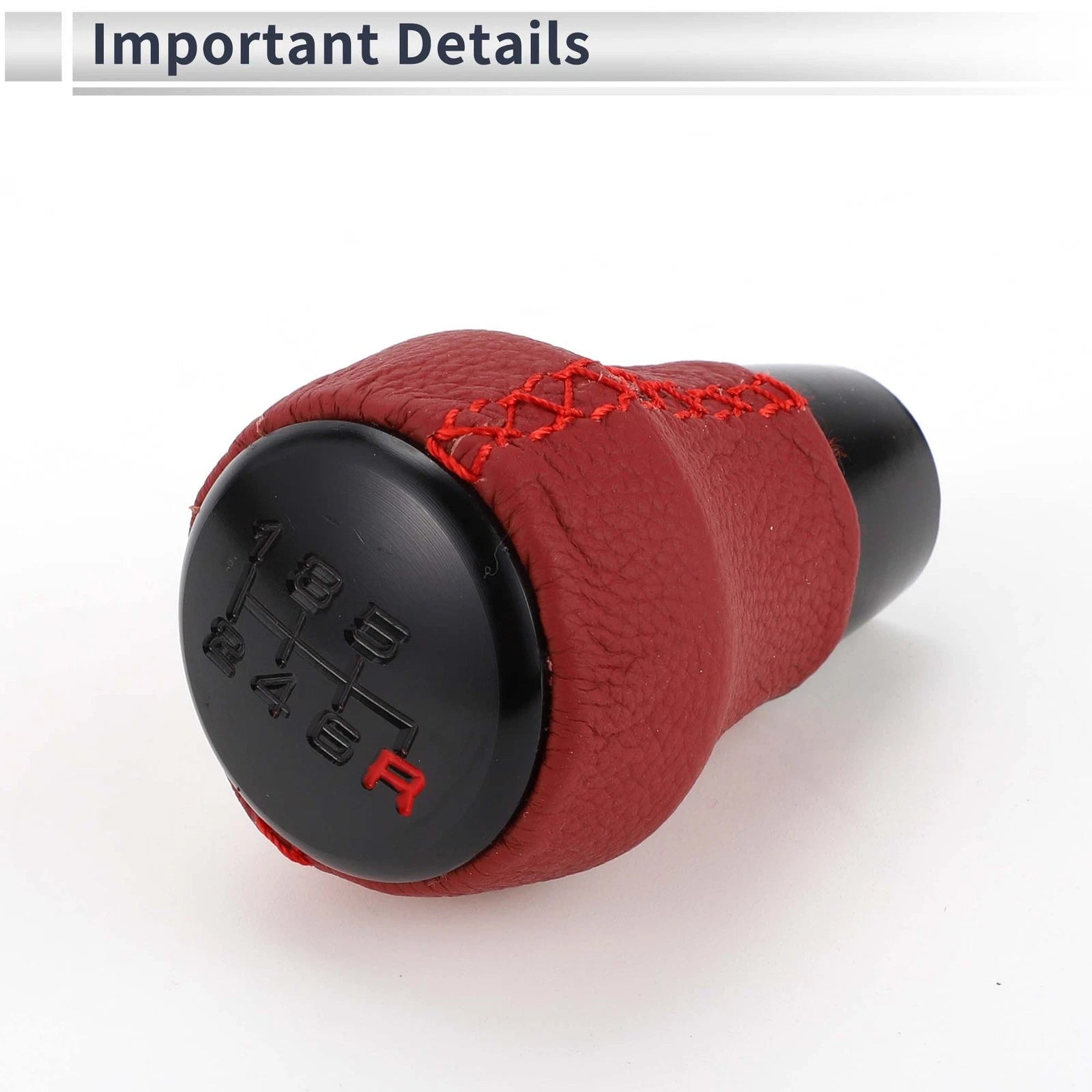 6 Speed Shift Knob for Honda Civic (2001–2023) Faux Leather Red Black