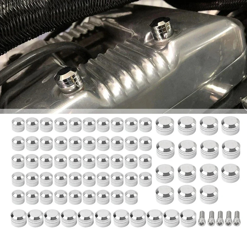 75X Chrome Engine Bolt Caps for Harley Touring Road King Street Glide (07-16)