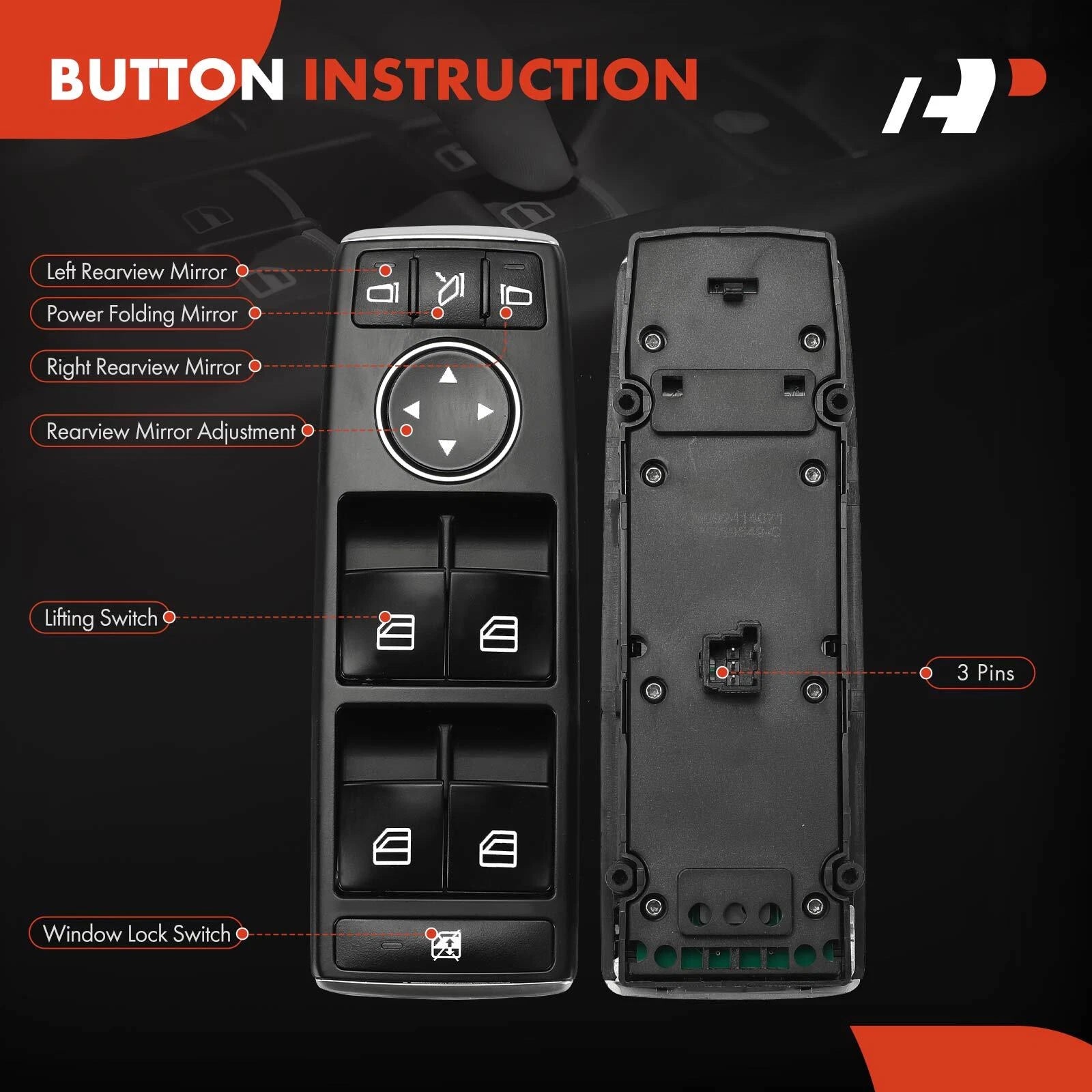 Power Window Switch for Mercedes-Benz C350 C250 C300 C280 (2007–2015)